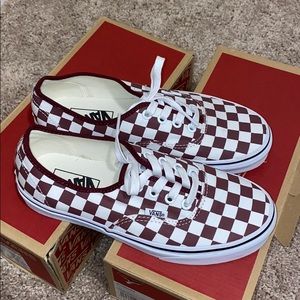 Maroon Checkered Slip ons